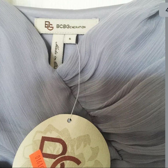 NWT BCBGENERATION Long dress Gray Ruffle Gown 6 - Picture 4 of 7